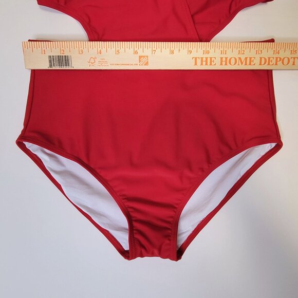 NEW Zeraca Surplice Neckline High Waisted Halter One Piece Bathing Suit - Medium - Picture 5 of 10